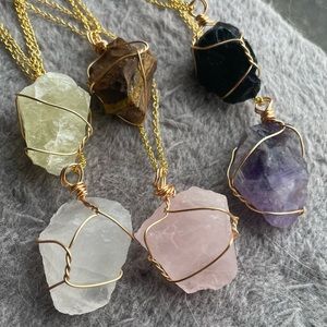 Crystal Necklace Set: Clear Quartz, Rose Quartz, Amethyst, Citrine, Tiger’s Eye